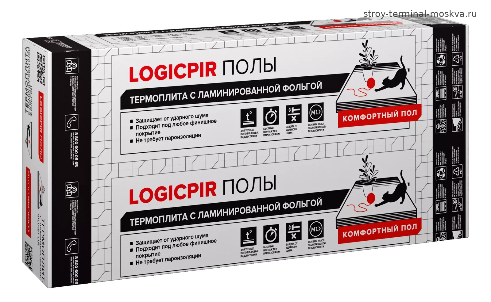 Плиты теплоизоляционные ТехноНИКОЛЬ LOGICPIR Полы ФЛ/ФЛ L-1190х590х30 (8 плит, 5,6168 кв.м.)