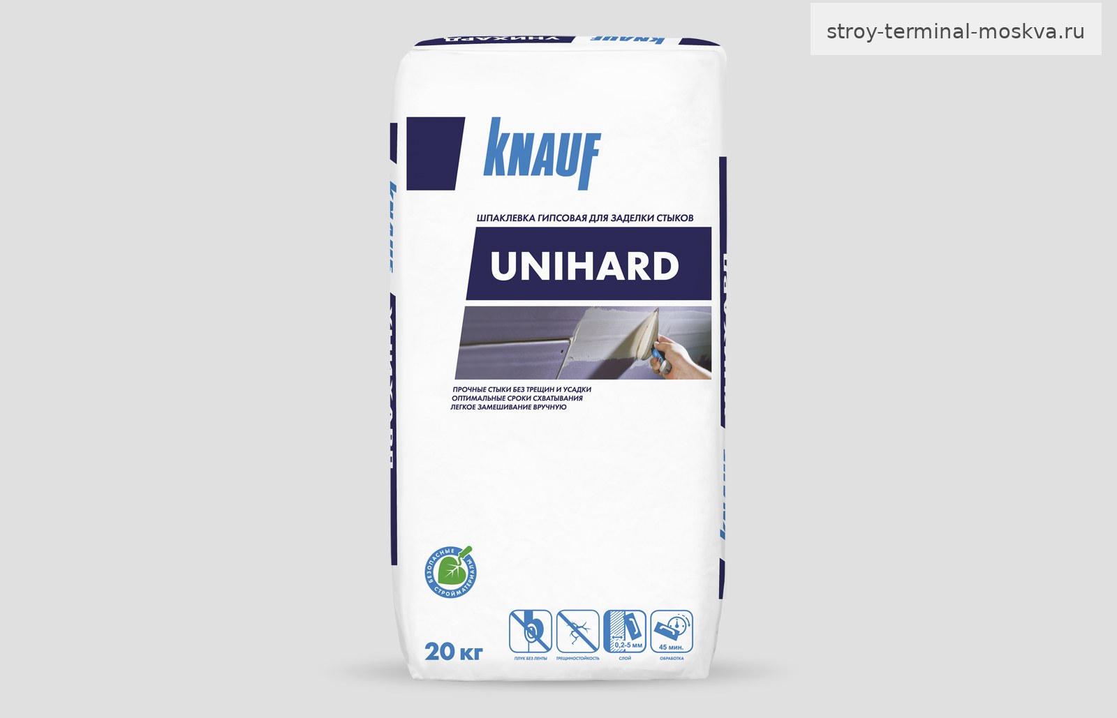 Шпаклевка гипсовая Knauf Унихард высокопрочная безусадочная (20кг) (60шт/под)