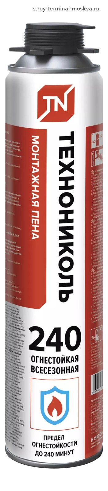 Пена монтажная профессиональная ТЕХНОНИКОЛЬ 240 PROFESSIONAL огнестойкая, 12*980гр